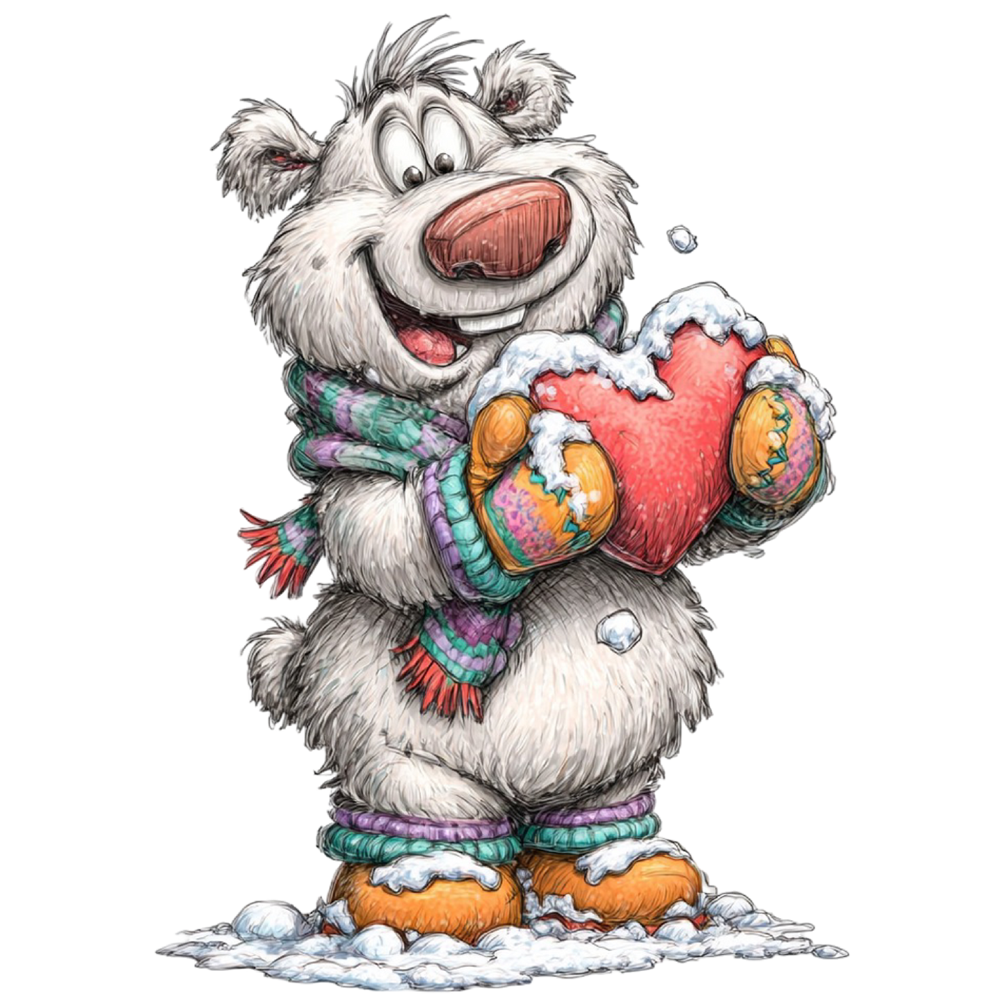 Iron-on image of a fox doing sports in winter