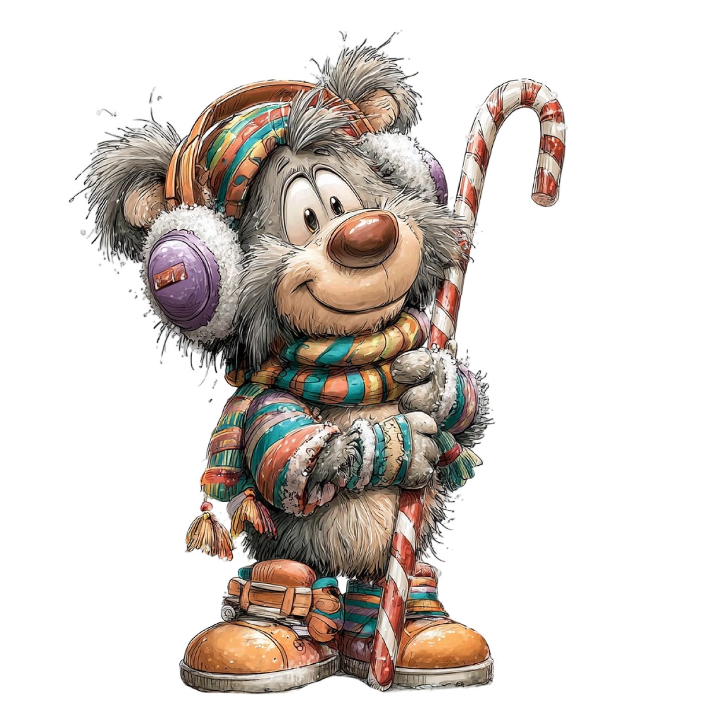 Iron-on image of a fox doing sports in winter