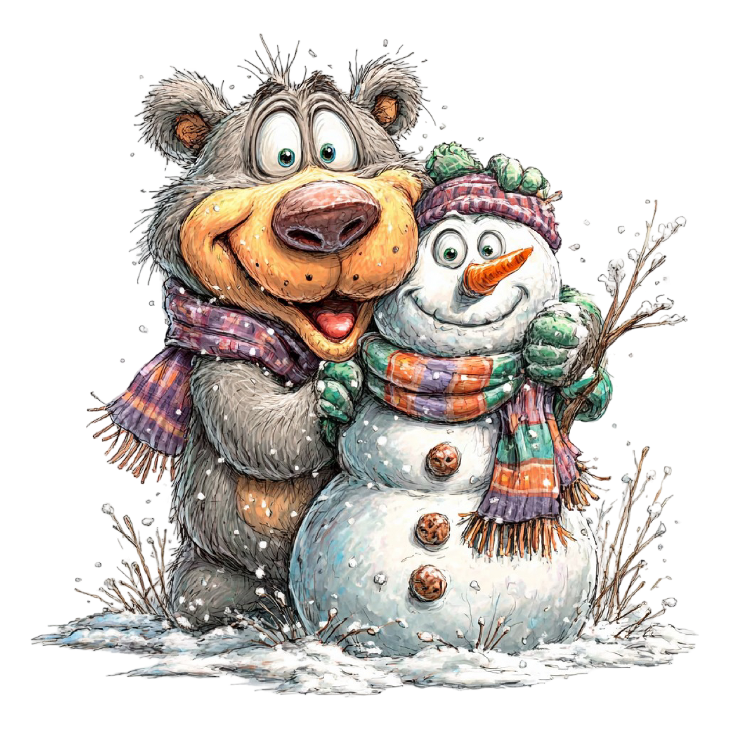 Iron-on image of a fox doing sports in winter