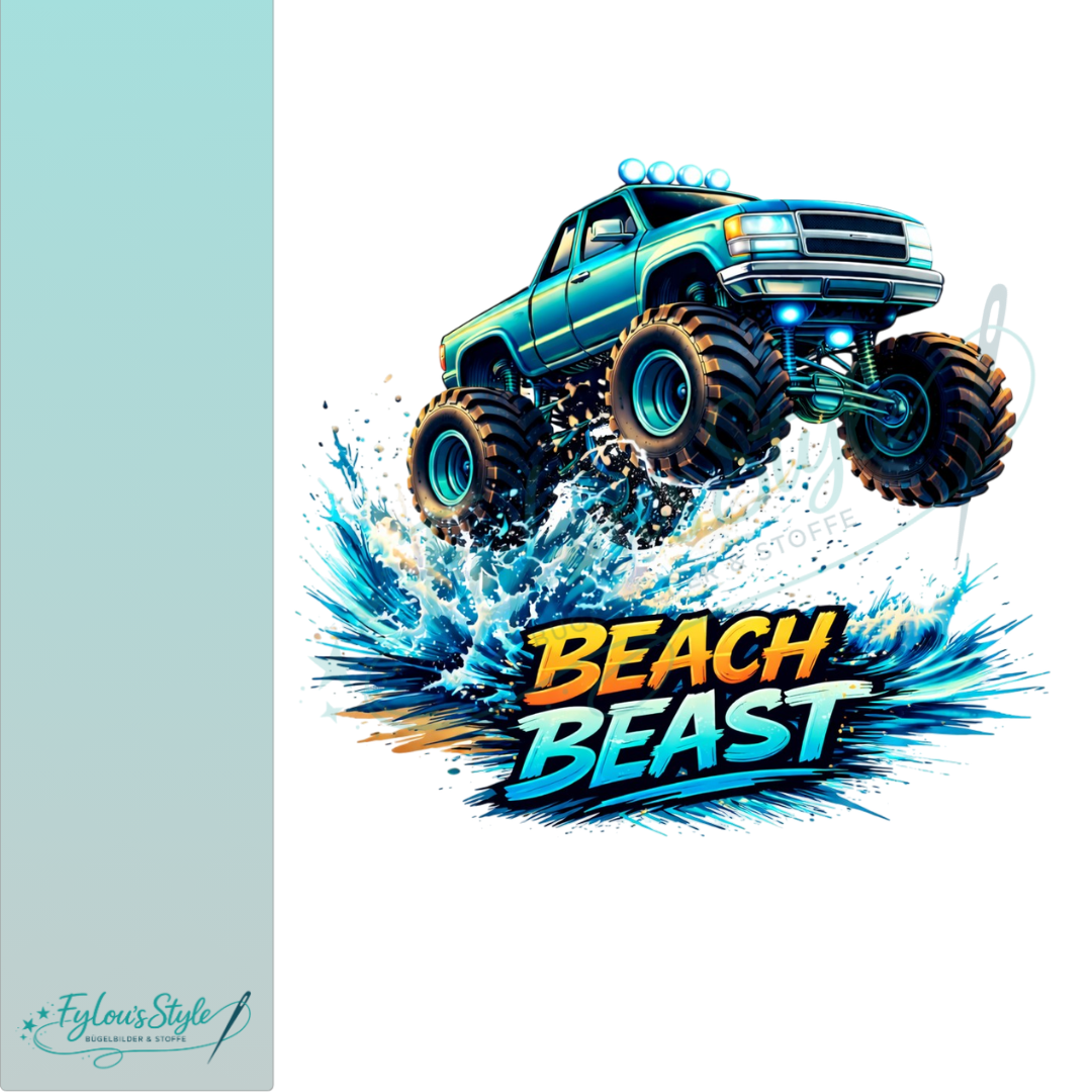 Bügelbild Monstertruck Springt mit/ohne Text