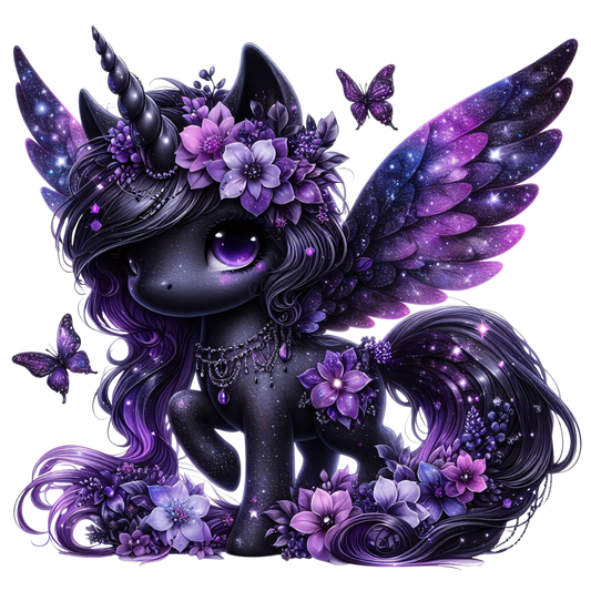 Bügelbild Magisches schwarze Fee Einhorn #1