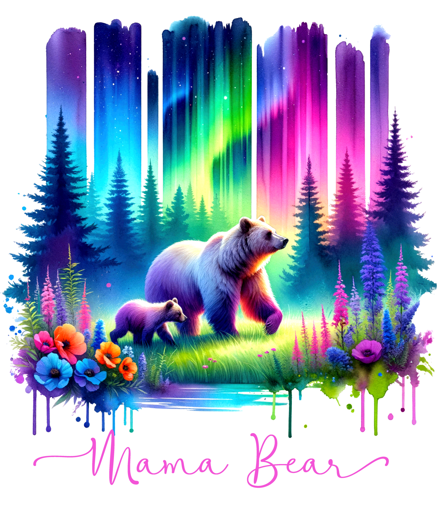 Bügelbild Streifen Motivwelt "Mama Bär Aurora"
