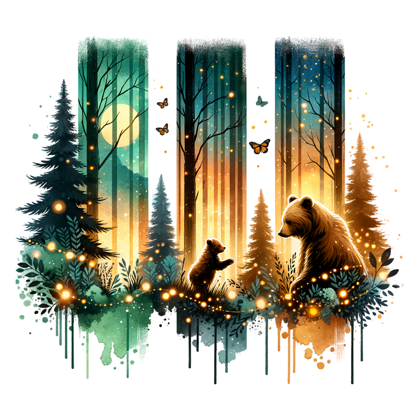 Bügelbild Streifen Motivwelt "Mama und Baby Bär"