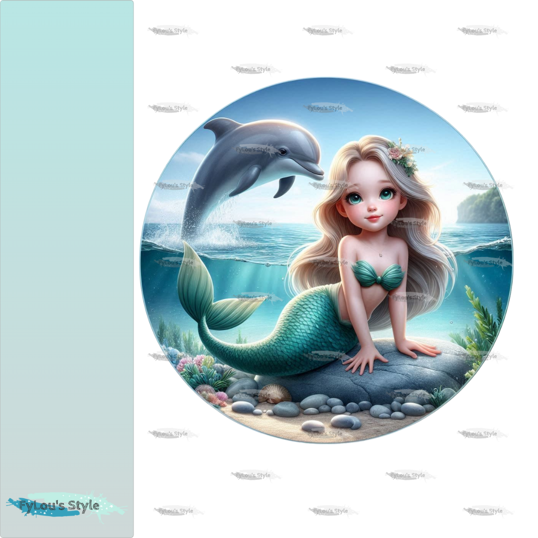 Bügelbild Meerjungfrau mit Delfin #3 Fylou's Style