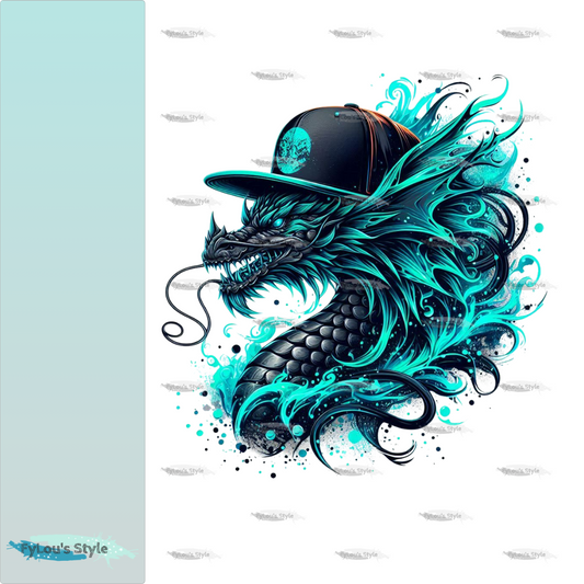 Bügelbild Mint Black Dragon