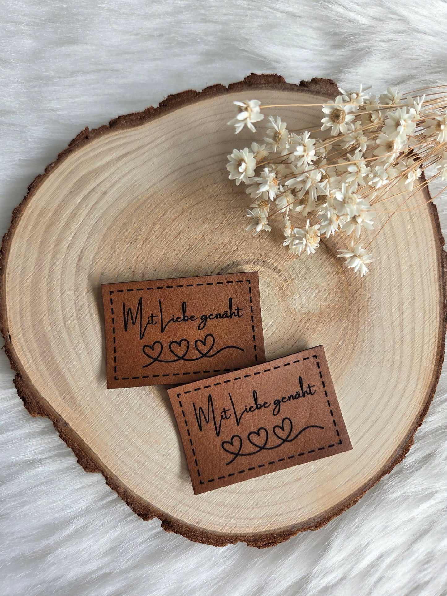 Kunstleder Label mit Liebe genäht