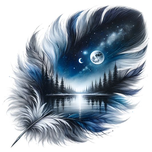 Bügelbild Mondlicht Feder