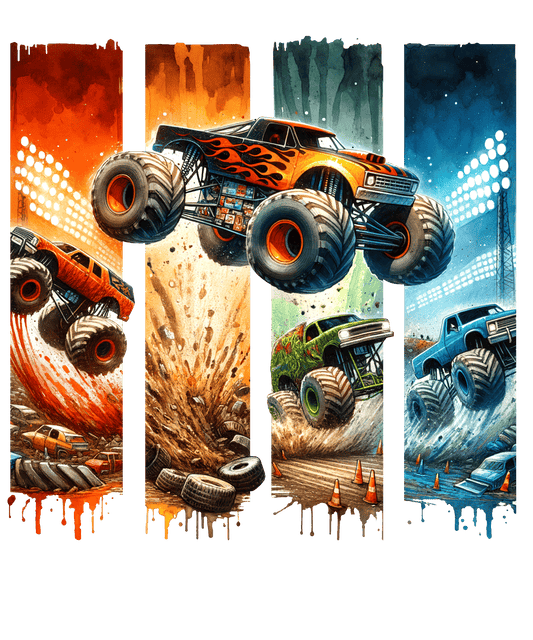 Bügelbild Streifen Motivwelt "Monster Trucks"