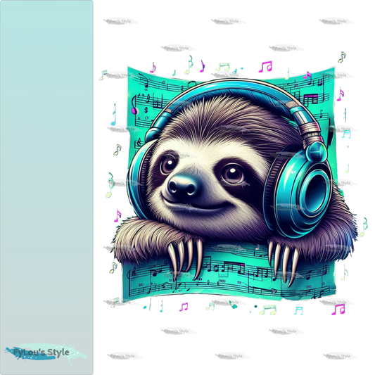 Bügelbild Musik Faultier Noten Fylou's Style