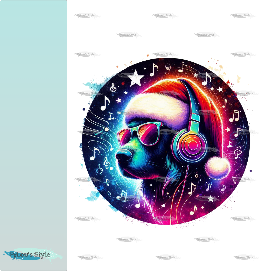 Bügelbild Musik Weihnachtshund
