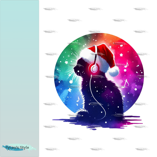 Bügelbild Musik Weihnachtskatze #1