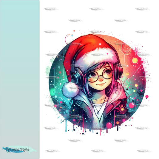 Bügelbild Musik Xmas Girl #4