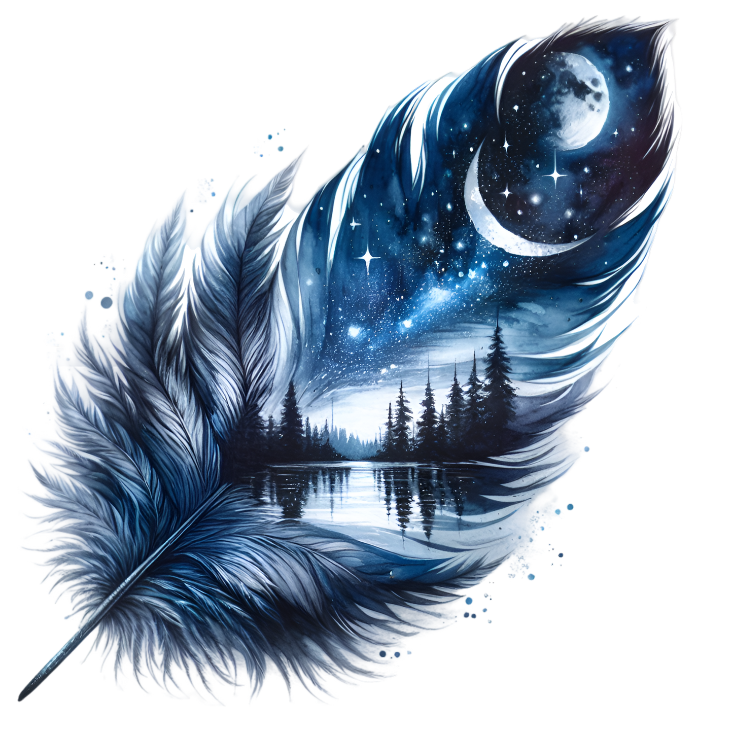 Bügelbild Nacht Feder
