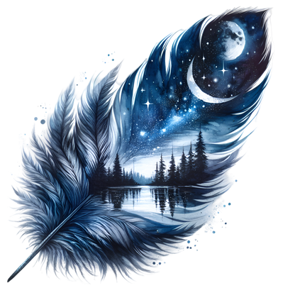 Bügelbild Nacht Feder