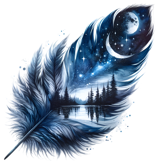 Bügelbild Nacht Feder
