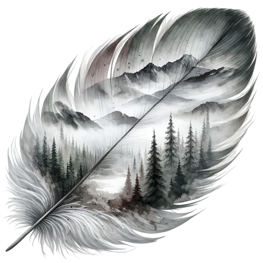 Bügelbild Nebel Feder