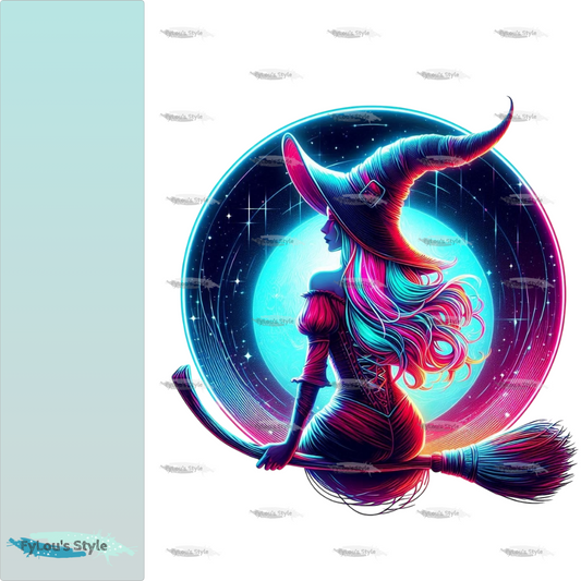 Bügelbild Neon Hexe #1