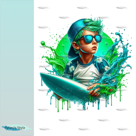 Bügelbild Neon Splash Surfer Boy Fylou's Style