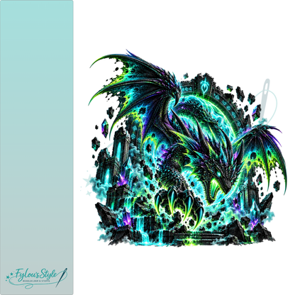 Bügelbild Neondrache aus dem Runenportal