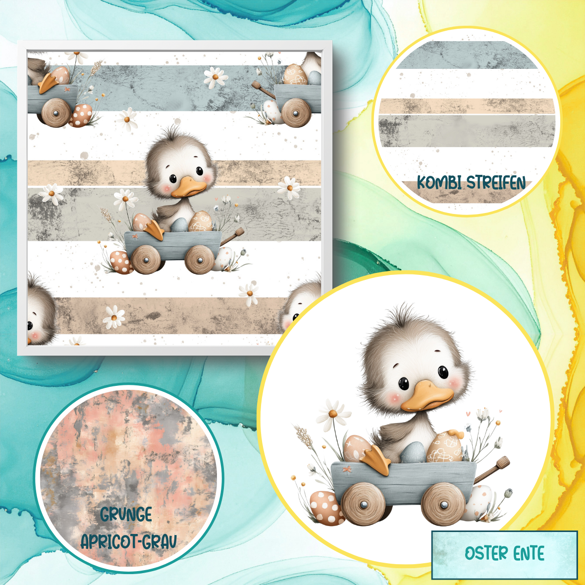 Ripp-Jersey Kombi Streifen Ente