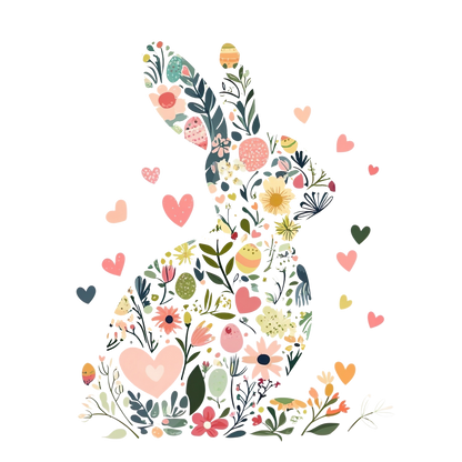 Bügelbild OsterHase  Blumen Silhouette #3 Fylou's Style