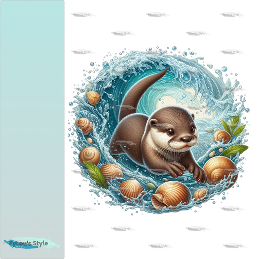 Bügelbild Otter in Wasserwelle #2 Fylou's Style