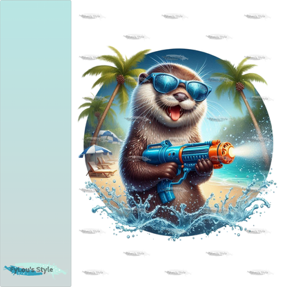 Bügelbild Otter mit Wasserspritzpistole #3 Fylou's Style