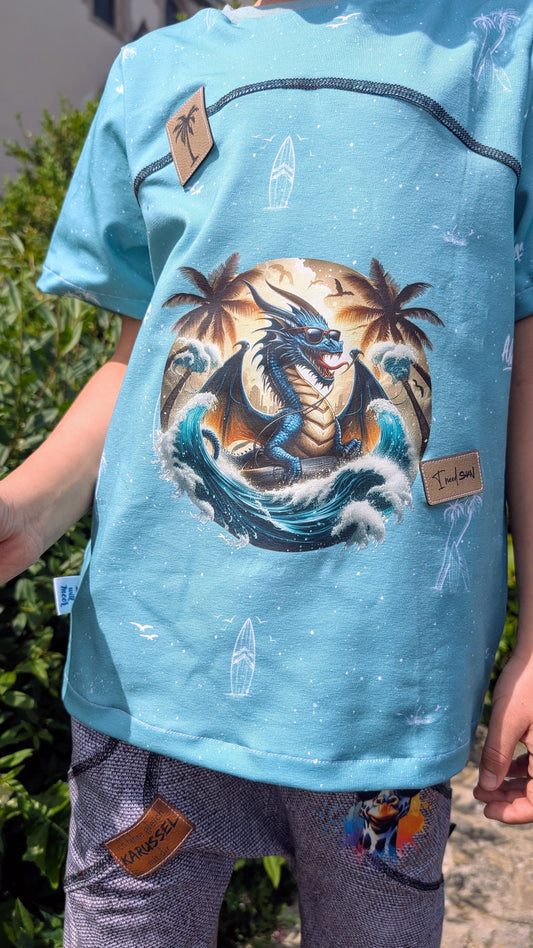 Bügelbild Drache mit Surfboard Fylou's Style