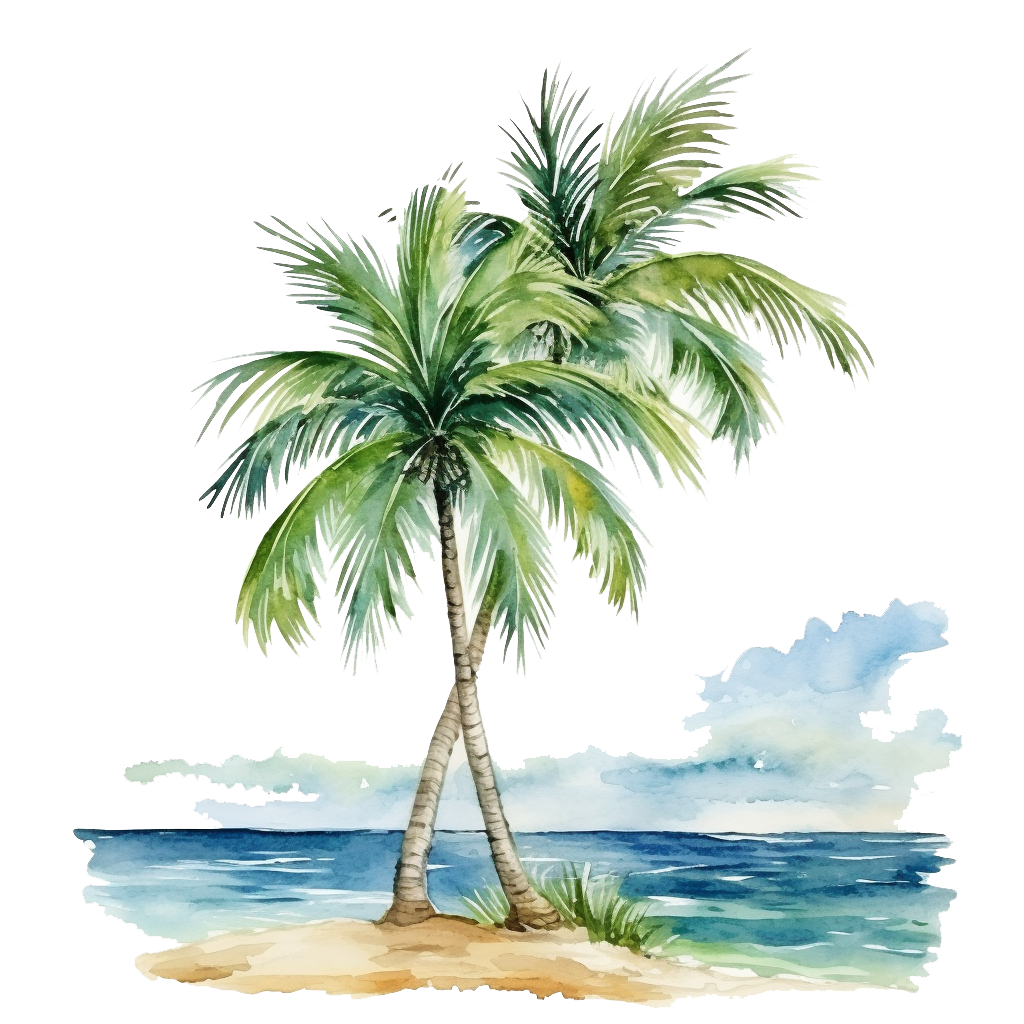 Bügelbild Watercolor Palmen #2