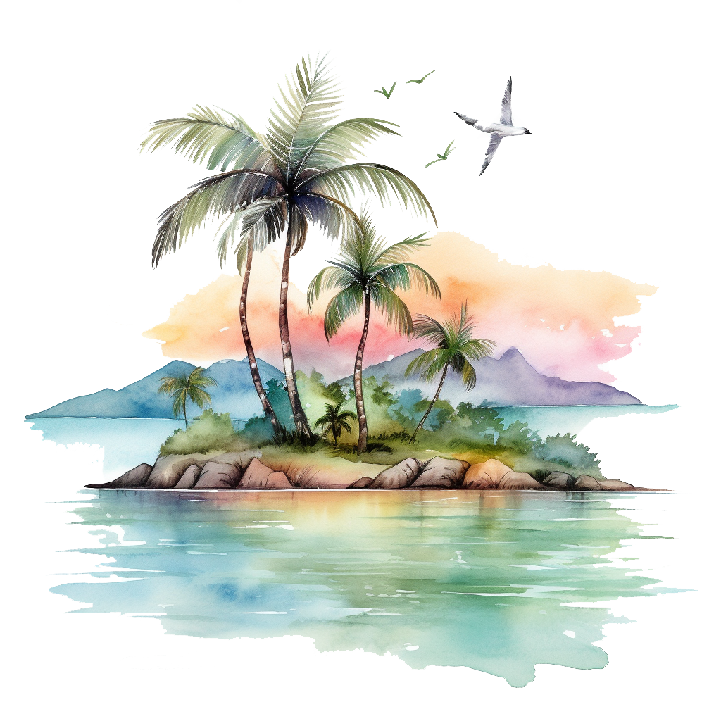 Bügelbild Watercolor Palmen #25