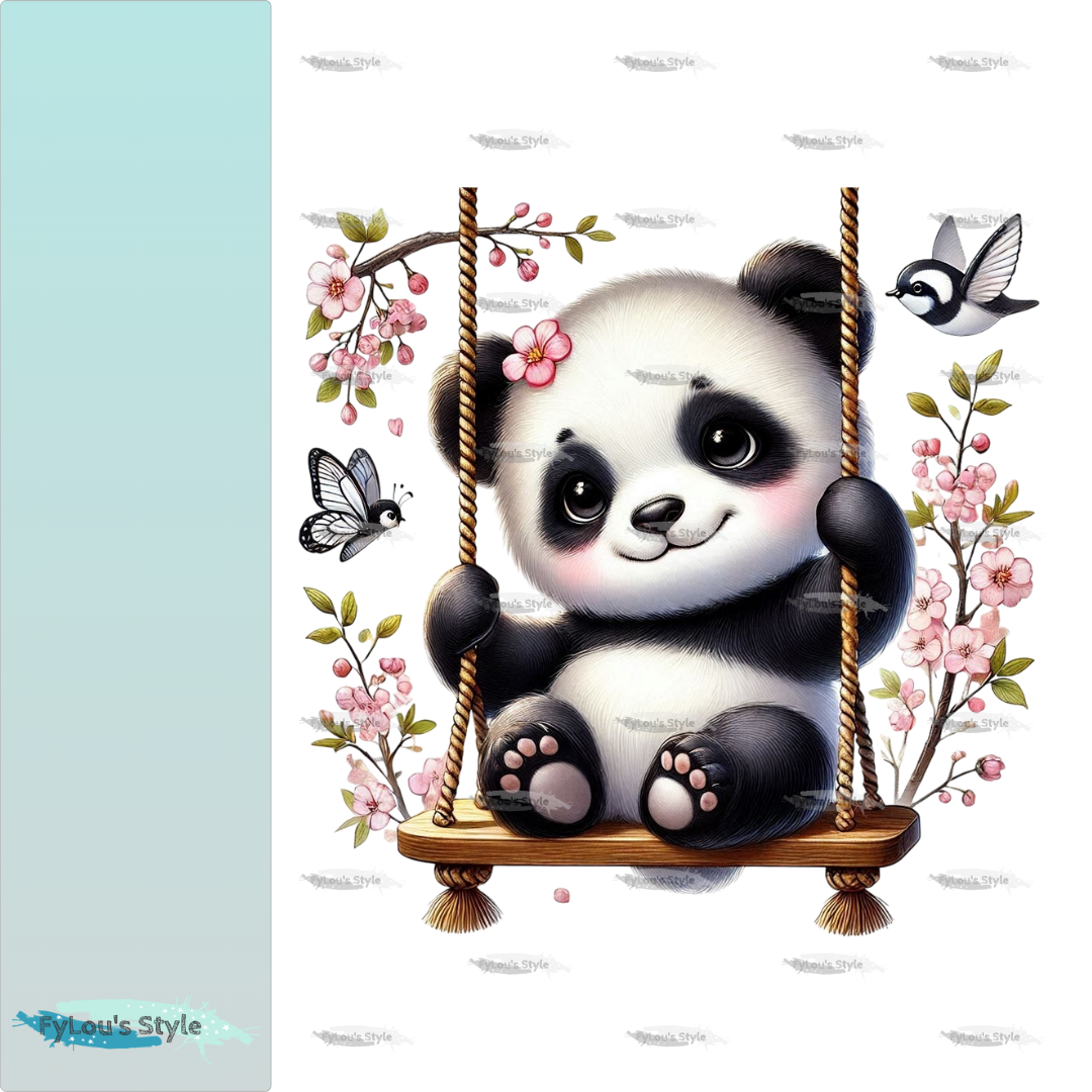 Bügelbild Panda auf Schaukel #1 Fylou's Style