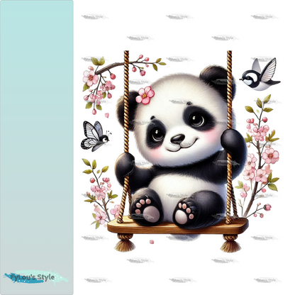 Bügelbild Panda auf Schaukel #1 Fylou's Style