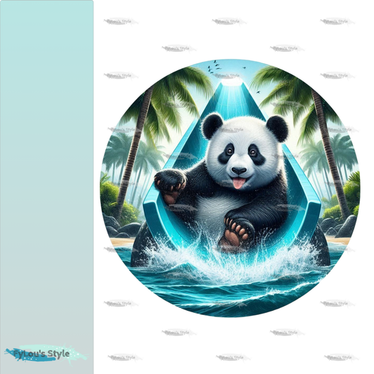 Bügelbild Panda auf der Rutsche Fylou's Style