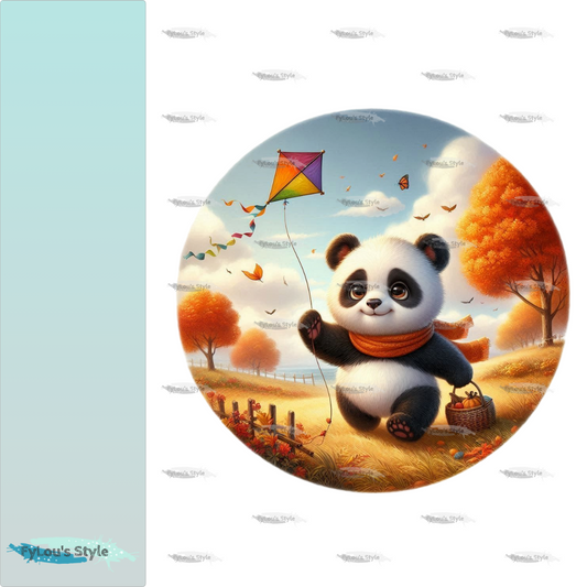 Bügelbild Panda beim Drachen steigen #1