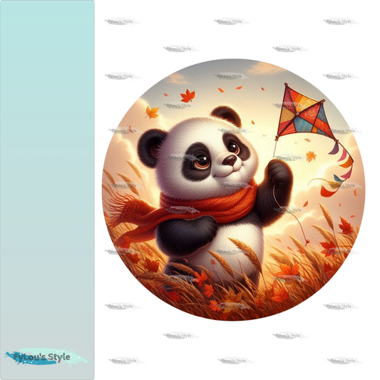 Bügelbild Panda beim Drachen steigen #2