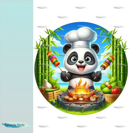 Bügelbild Panda beim Grillen #1 Fylou's Style
