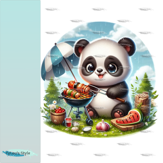 Bügelbild Panda beim Grillen #2 Fylou's Style
