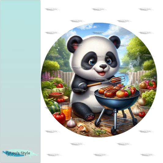 Bügelbild Panda beim Grillen #3 Fylou's Style