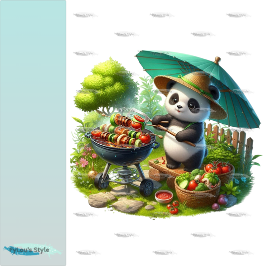 Bügelbild Panda beim Grillen #4 Fylou's Style