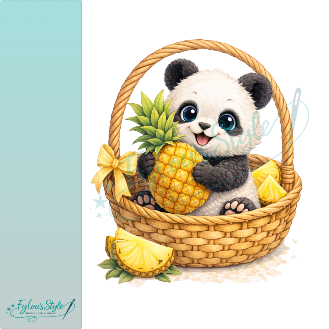 Bügelbild Panda liebt Ananas