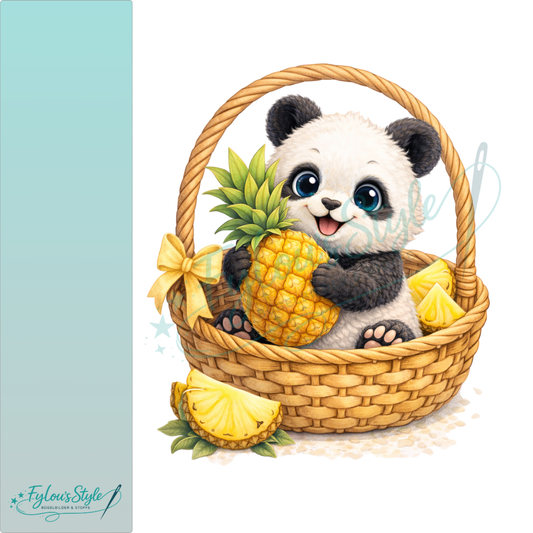 Bügelbild Panda liebt Ananas