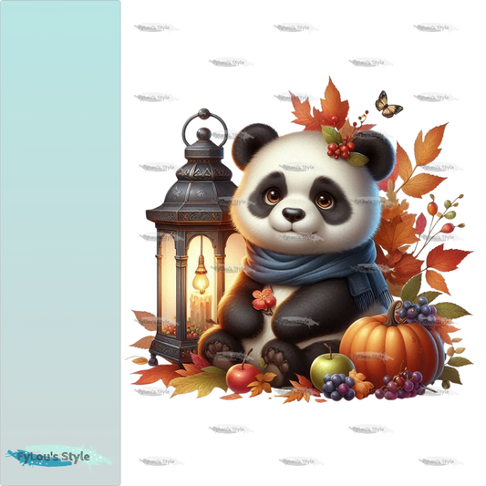 Bügelbild Panda mit Laterne #2