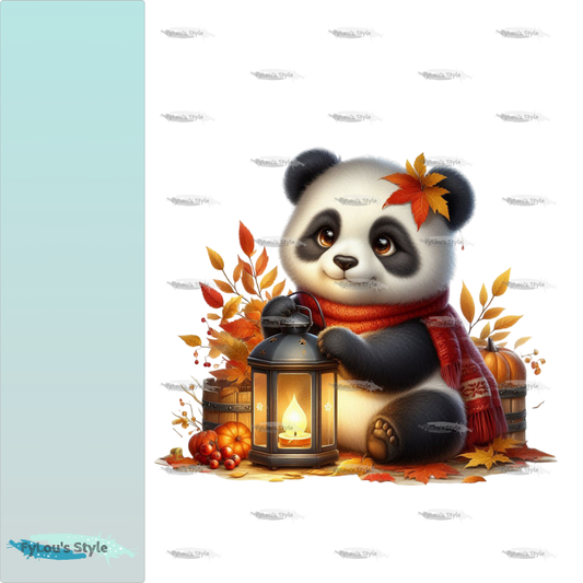 Bügelbild Panda mit Laterne #3