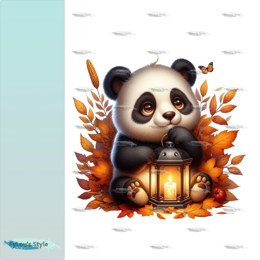 Bügelbild Panda mit Laterne #5