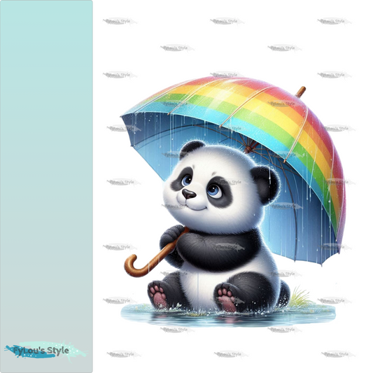 Bügelbild Panda mit Regenschirm #3