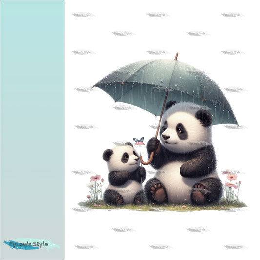 Bügelbild Panda mit Regenschirm #2