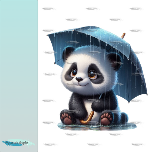 Bügelbild Panda mit Regenschirm #4