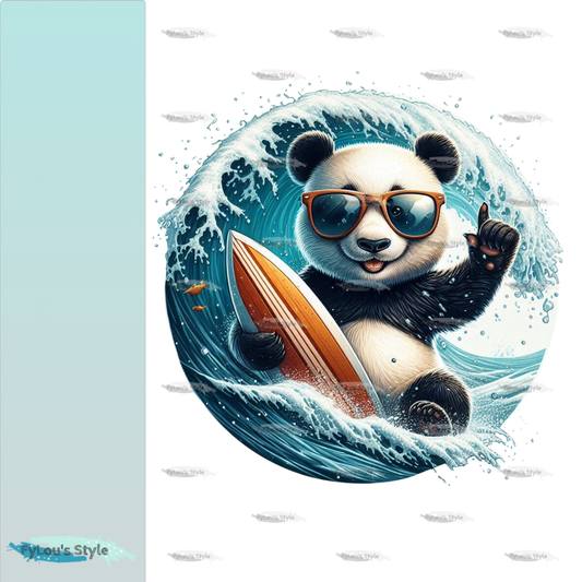 Bügelbild Panda mit Surfboard #1 Fylou's Style