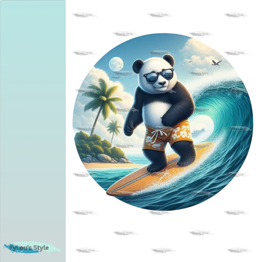 Bügelbild Panda mit Surfboard #4 Fylou's Style