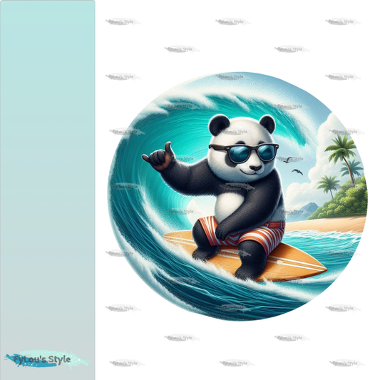 Bügelbild Panda mit Surfboard #5 Fylou's Style